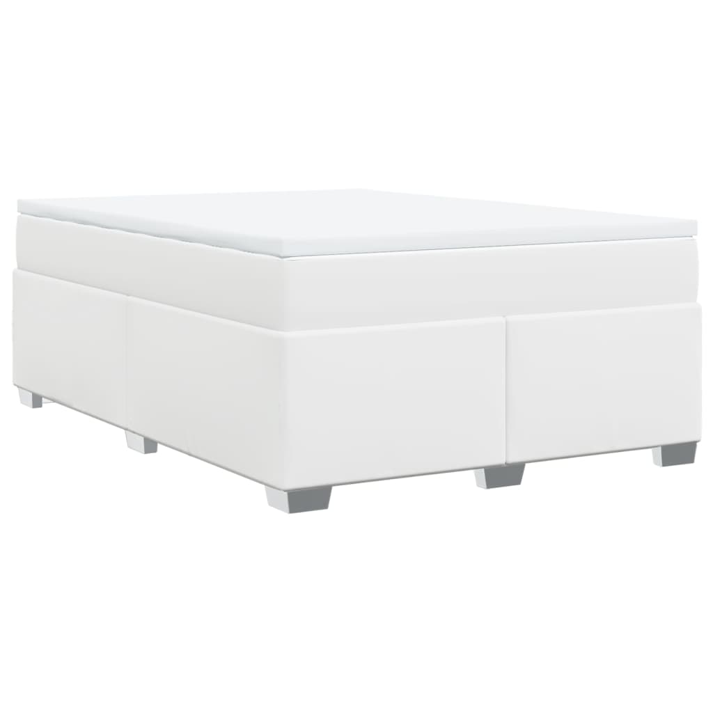 Κρεβάτι Boxspring με Στρώμα Λευκό 140x190εκ.από Συνθετικό Δέρμα