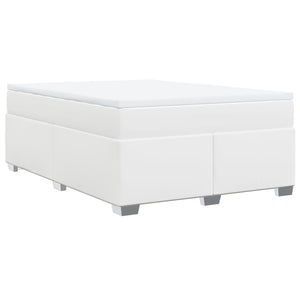 Κρεβάτι Boxspring με Στρώμα Λευκό 140x190εκ.από Συνθετικό Δέρμα