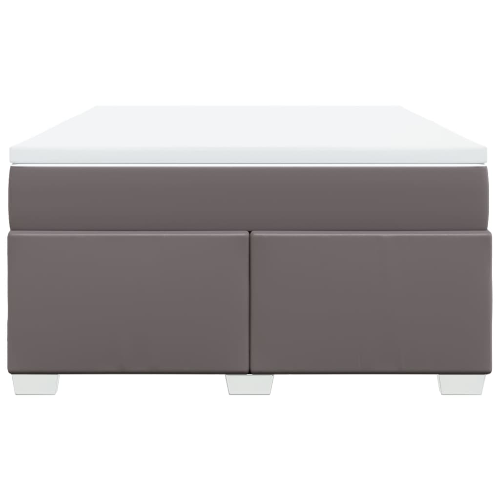 Κρεβάτι Boxspring με Στρώμα Γκρι 140x190εκ. από Συνθετικό Δέρμα