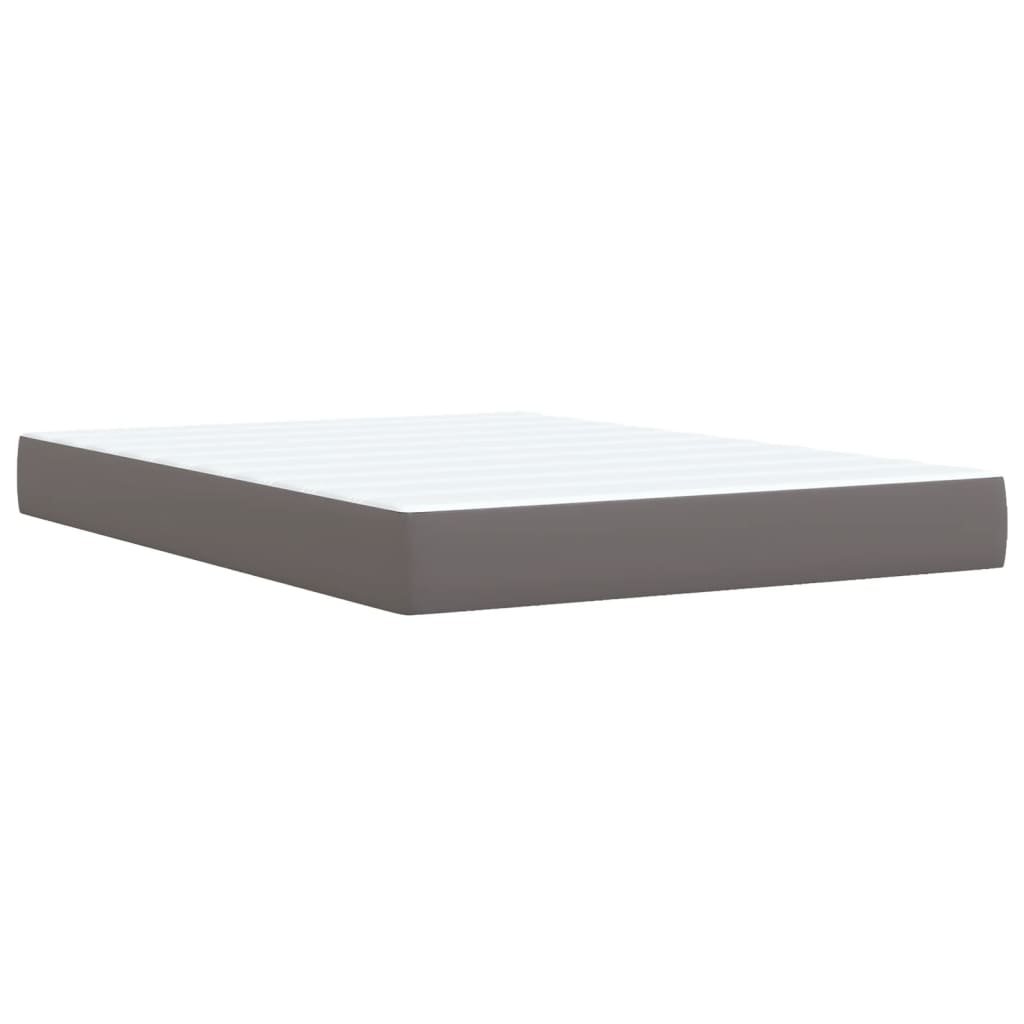 Κρεβάτι Boxspring με Στρώμα Γκρι 140x190εκ. από Συνθετικό Δέρμα