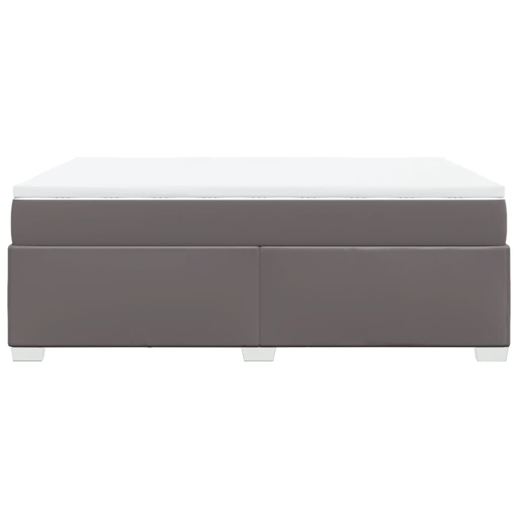 Κρεβάτι Boxspring με Στρώμα Γκρι 140x190εκ. από Συνθετικό Δέρμα
