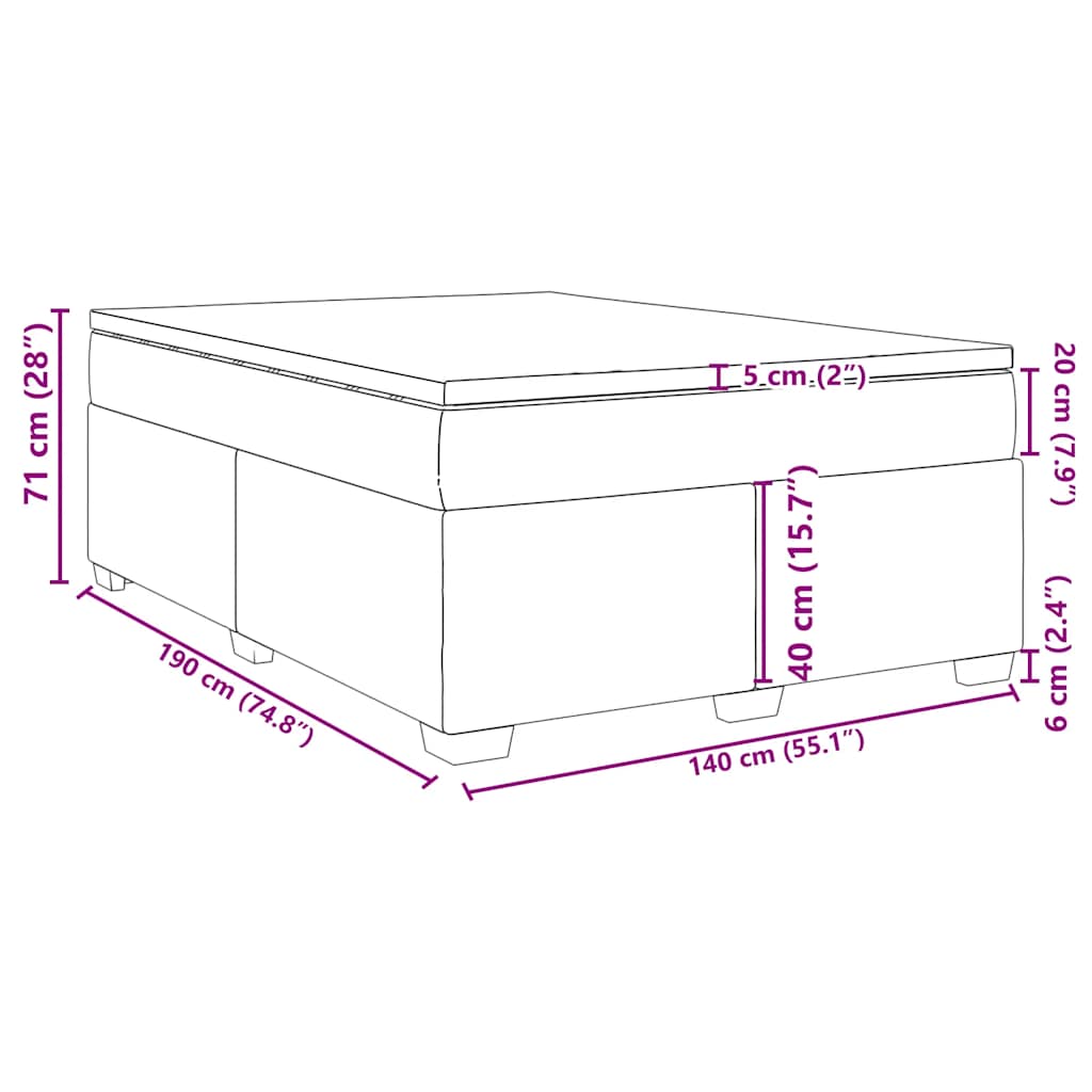 Κρεβάτι Boxspring με Στρώμα Καπουτσίνο 140x190εκ.από Συνθ.Δέρμα