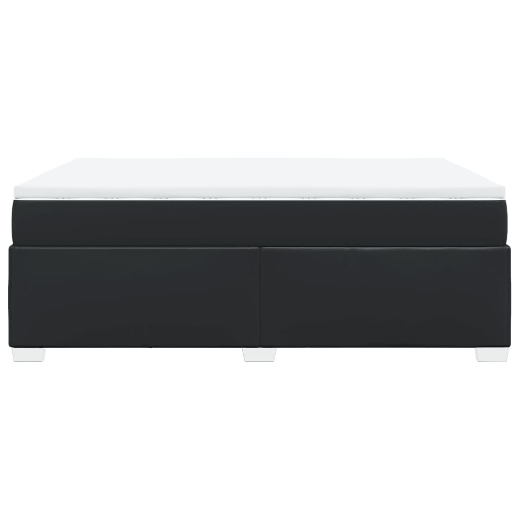 Κρεβάτι Boxspring με Στρώμα Μαύρο 140x200εκ.από Συνθετικό Δέρμα