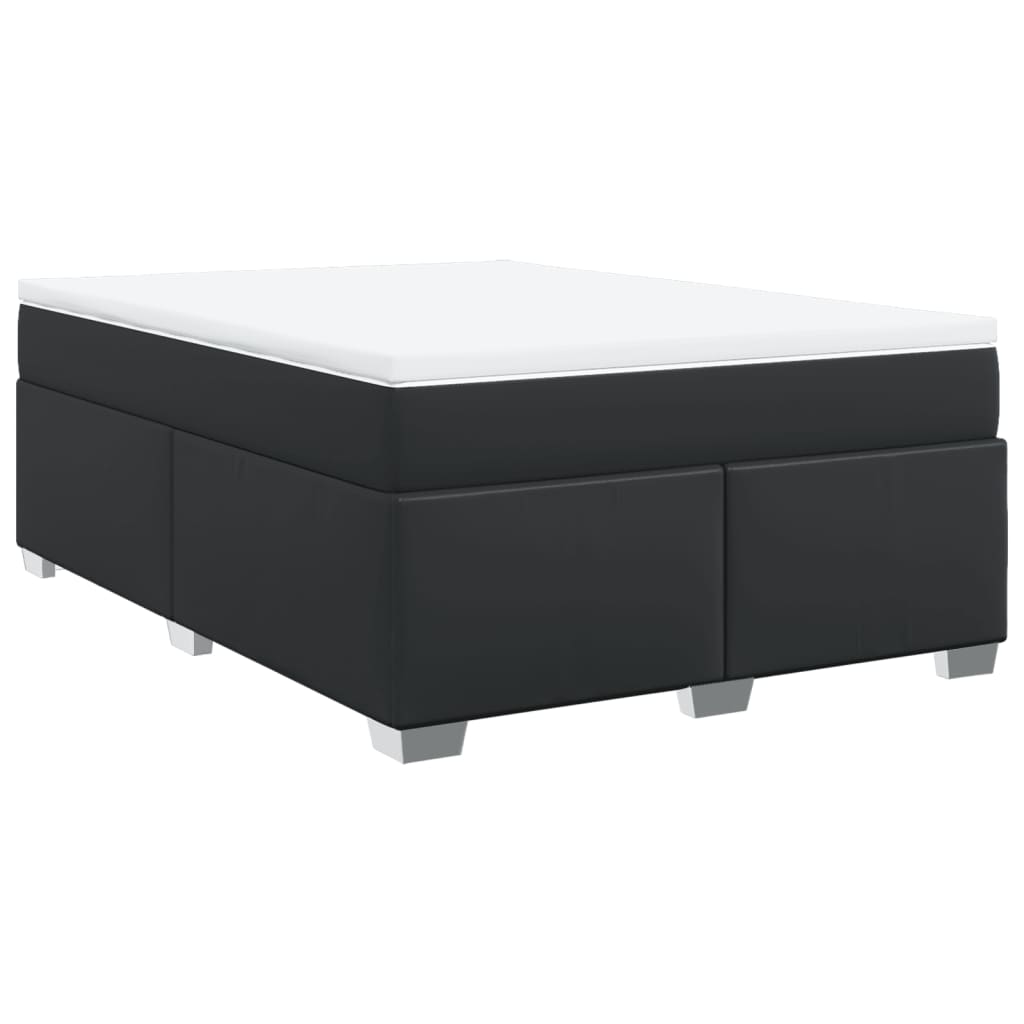 Κρεβάτι Boxspring με Στρώμα Μαύρο 140x200εκ.από Συνθετικό Δέρμα