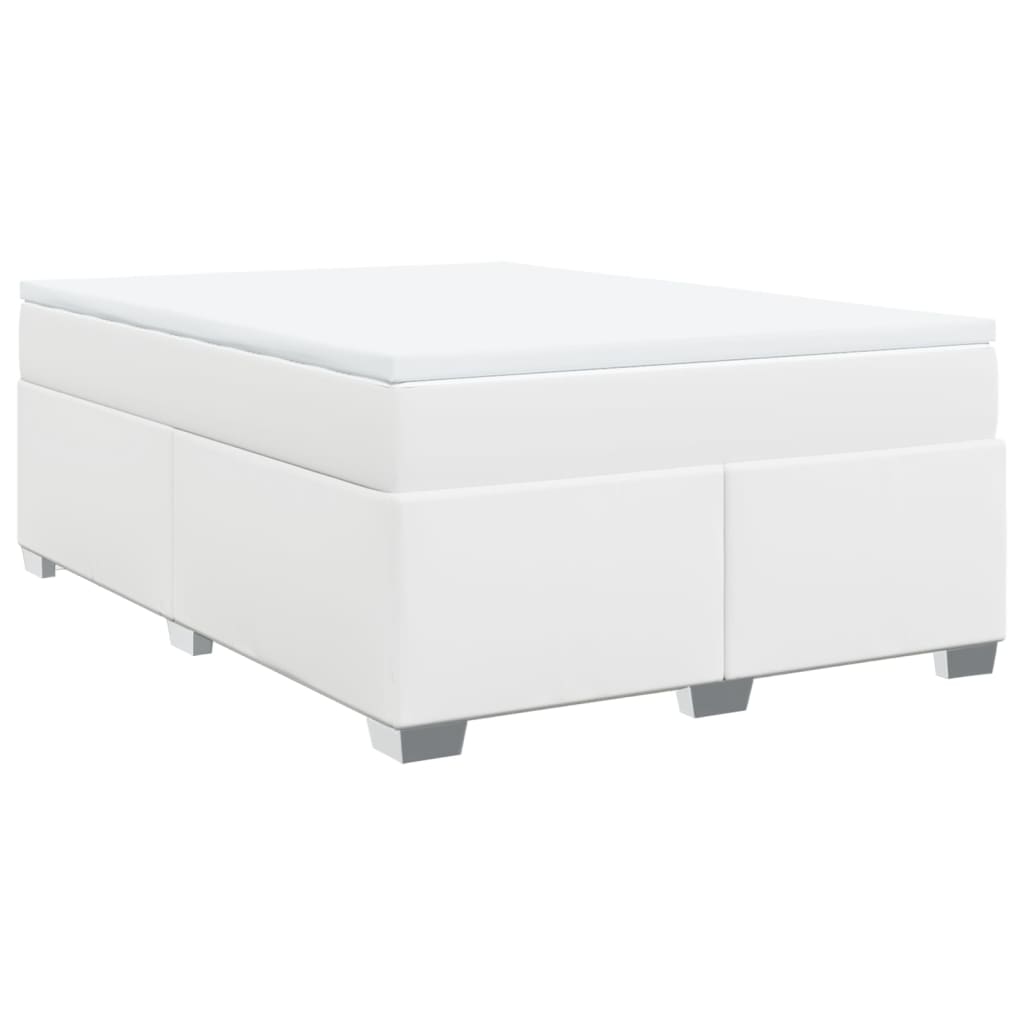 Κρεβάτι Boxspring με Στρώμα Λευκό 140x200εκ.από Συνθετικό Δέρμα - Pakobazaar