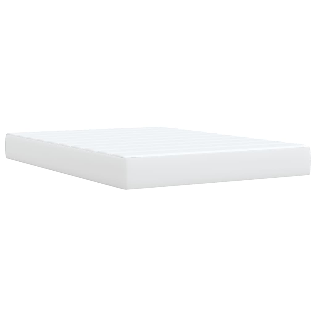 Κρεβάτι Boxspring με Στρώμα Λευκό 140x200εκ.από Συνθετικό Δέρμα - Pakobazaar