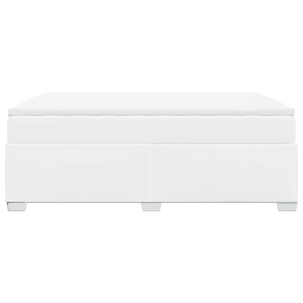 Κρεβάτι Boxspring με Στρώμα Λευκό 140x200εκ.από Συνθετικό Δέρμα - Pakobazaar