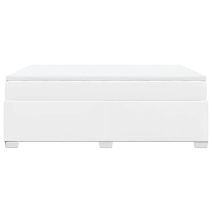 Κρεβάτι Boxspring με Στρώμα Λευκό 140x200εκ.από Συνθετικό Δέρμα - Pakobazaar
