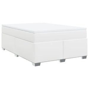 Κρεβάτι Boxspring με Στρώμα Λευκό 140x200εκ.από Συνθετικό Δέρμα - Pakobazaar