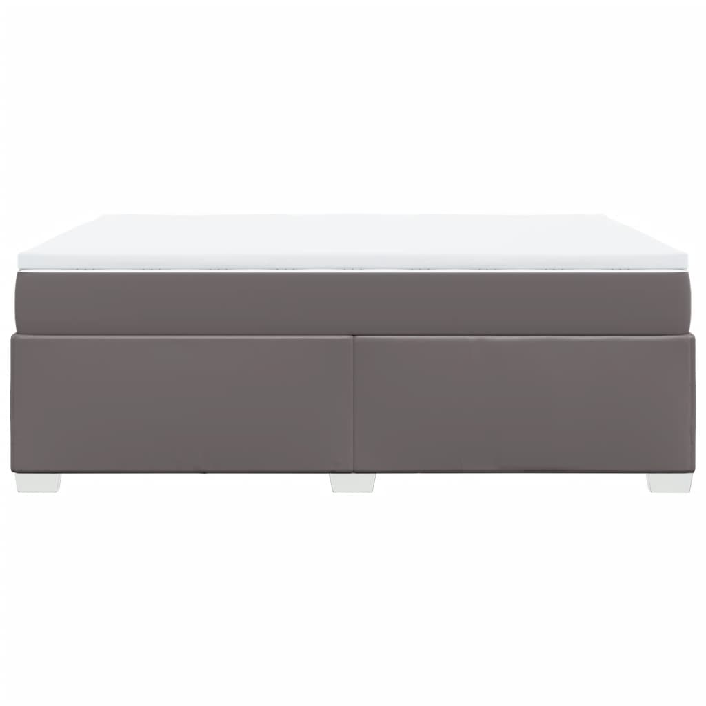Κρεβάτι Boxspring με Στρώμα Γκρι 140x200εκ. από Συνθετικό Δέρμα