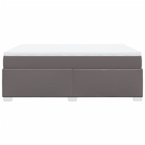 Κρεβάτι Boxspring με Στρώμα Γκρι 140x200εκ. από Συνθετικό Δέρμα