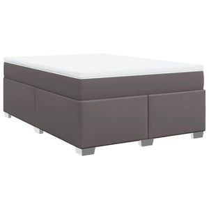 Κρεβάτι Boxspring με Στρώμα Γκρι 140x200εκ. από Συνθετικό Δέρμα