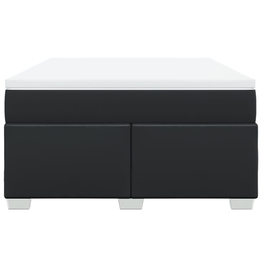 Κρεβάτι Boxspring με Στρώμα Μαύρο 160x200εκ.από Συνθετικό Δέρμα