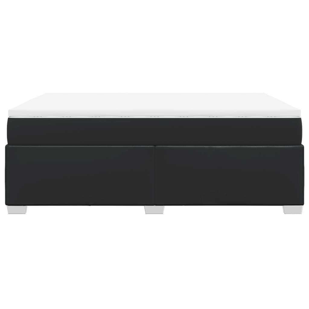 Κρεβάτι Boxspring με Στρώμα Μαύρο 160x200εκ.από Συνθετικό Δέρμα
