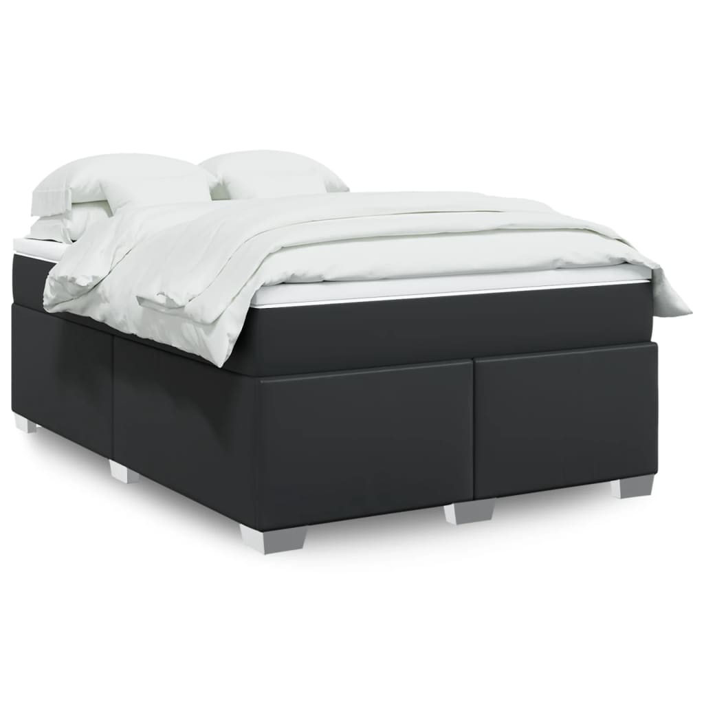 Κρεβάτι Boxspring με Στρώμα Μαύρο 160x200εκ.από Συνθετικό Δέρμα