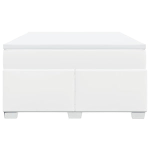 Κρεβάτι Boxspring με Στρώμα Λευκό 160x200εκ.από Συνθετικό Δέρμα - Pakobazaar