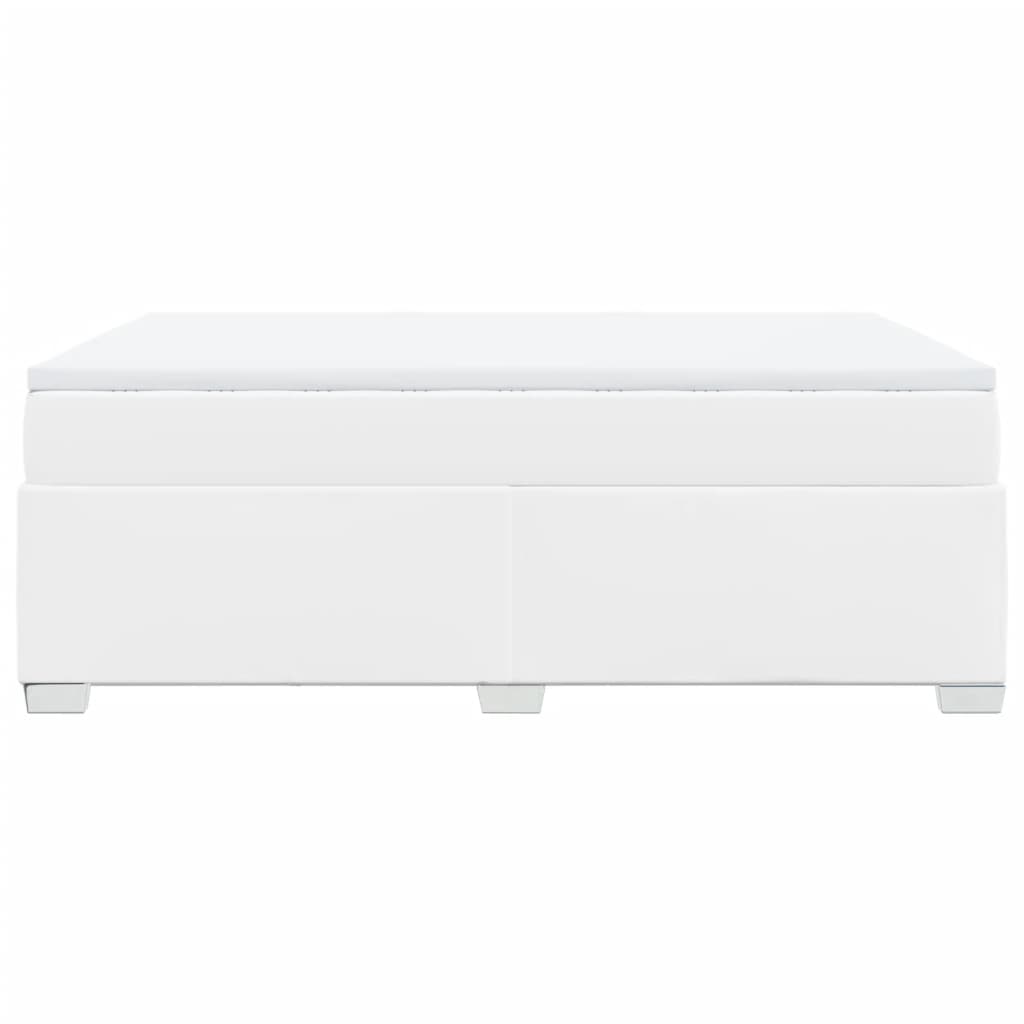 Κρεβάτι Boxspring με Στρώμα Λευκό 160x200εκ.από Συνθετικό Δέρμα - Pakobazaar