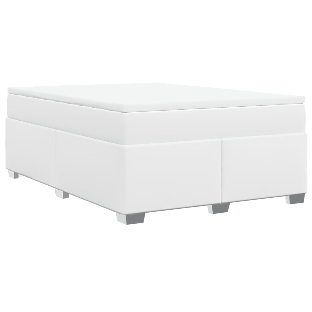 Κρεβάτι Boxspring με Στρώμα Λευκό 160x200εκ.από Συνθετικό Δέρμα - Pakobazaar