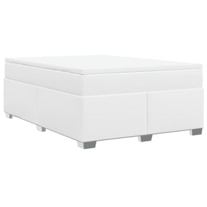 Κρεβάτι Boxspring με Στρώμα Λευκό 160x200εκ.από Συνθετικό Δέρμα - Pakobazaar