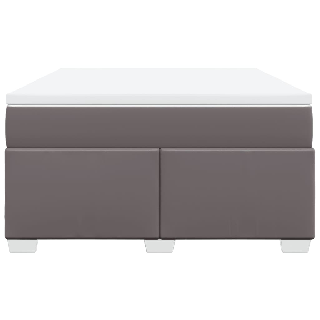 Κρεβάτι Boxspring με Στρώμα Γκρι 160x200εκ. από Συνθετικό Δέρμα - Pakobazaar