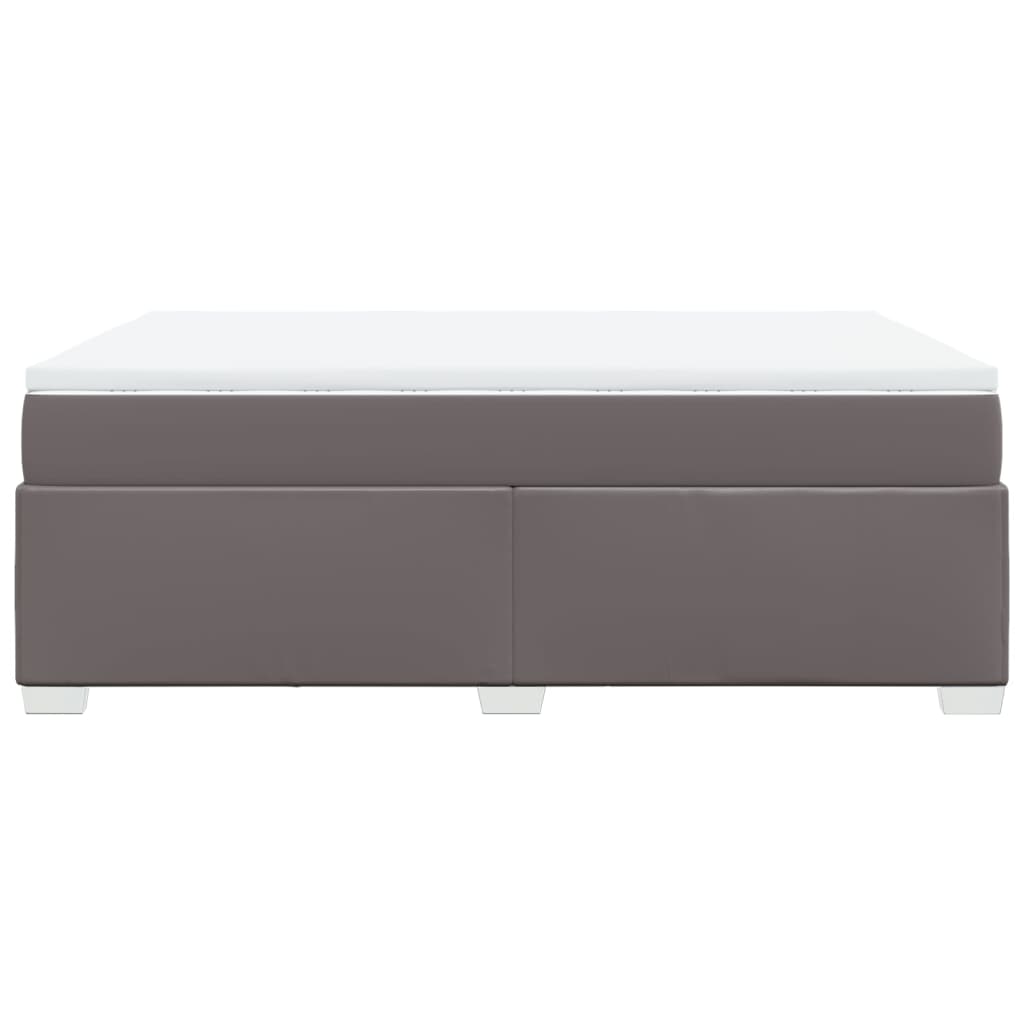 Κρεβάτι Boxspring με Στρώμα Γκρι 160x200εκ. από Συνθετικό Δέρμα - Pakobazaar
