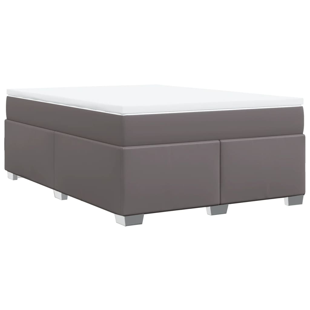 Κρεβάτι Boxspring με Στρώμα Γκρι 160x200εκ. από Συνθετικό Δέρμα - Pakobazaar