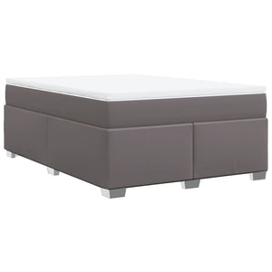 Κρεβάτι Boxspring με Στρώμα Γκρι 160x200εκ. από Συνθετικό Δέρμα - Pakobazaar