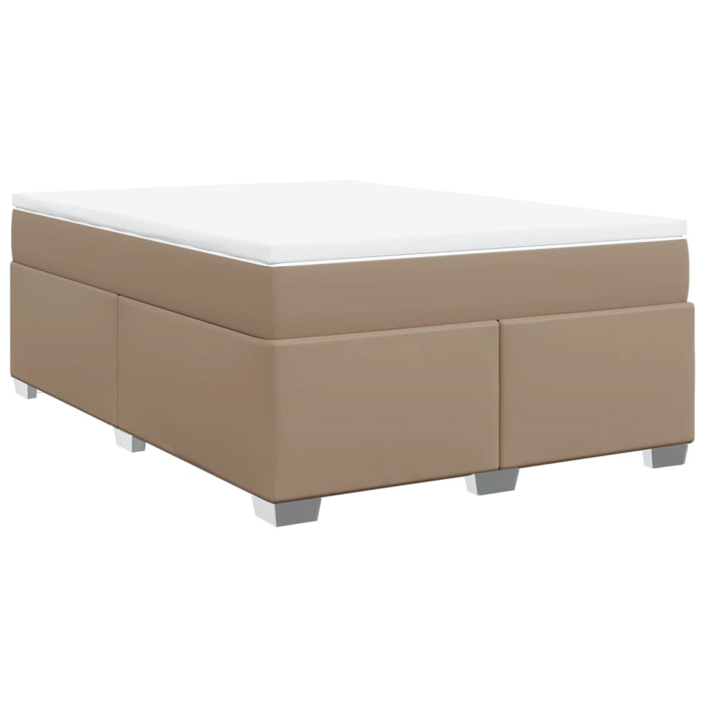 Κρεβάτι Boxspring με Στρώμα Καπουτσίνο 160x200εκ.από Συνθ.Δέρμα - Pakobazaar