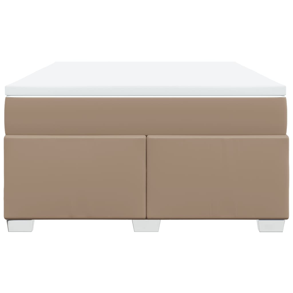 Κρεβάτι Boxspring με Στρώμα Καπουτσίνο 160x200εκ.από Συνθ.Δέρμα - Pakobazaar