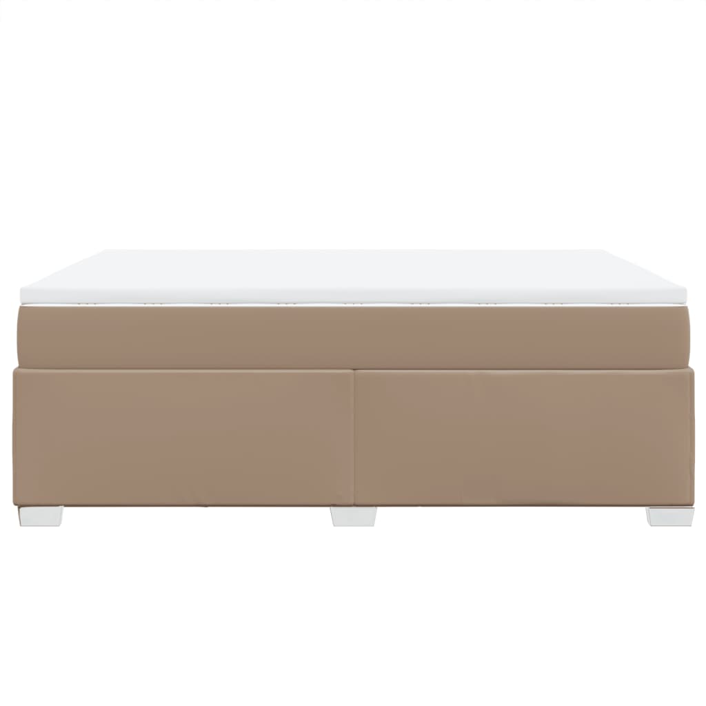 Κρεβάτι Boxspring με Στρώμα Καπουτσίνο 160x200εκ.από Συνθ.Δέρμα - Pakobazaar