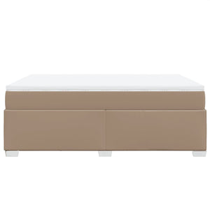 Κρεβάτι Boxspring με Στρώμα Καπουτσίνο 160x200εκ.από Συνθ.Δέρμα - Pakobazaar