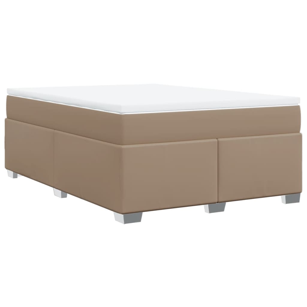 Κρεβάτι Boxspring με Στρώμα Καπουτσίνο 160x200εκ.από Συνθ.Δέρμα - Pakobazaar
