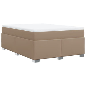 Κρεβάτι Boxspring με Στρώμα Καπουτσίνο 160x200εκ.από Συνθ.Δέρμα - Pakobazaar