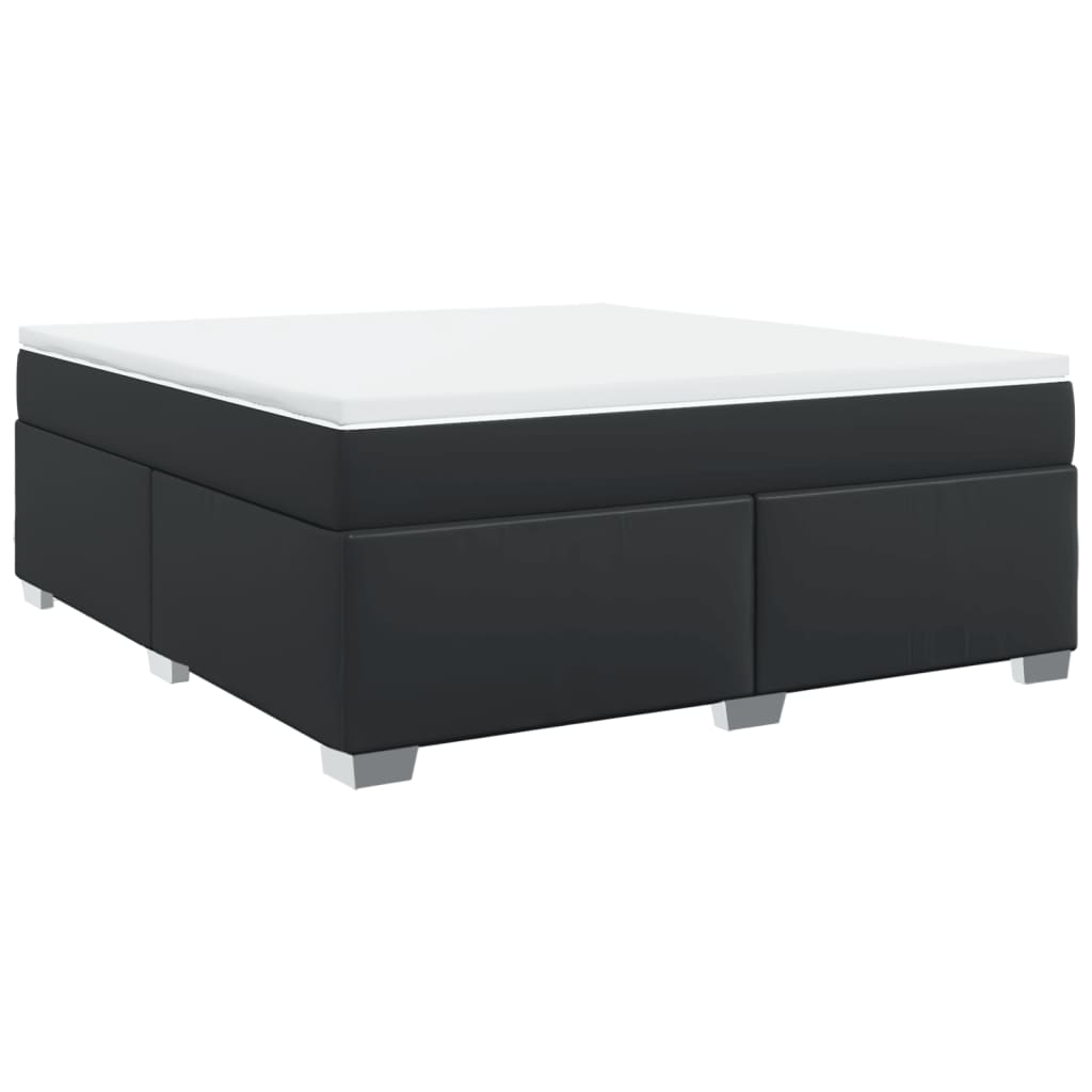 Κρεβάτι Boxspring με Στρώμα Μαύρο 180x200εκ.από Συνθετικό Δέρμα
