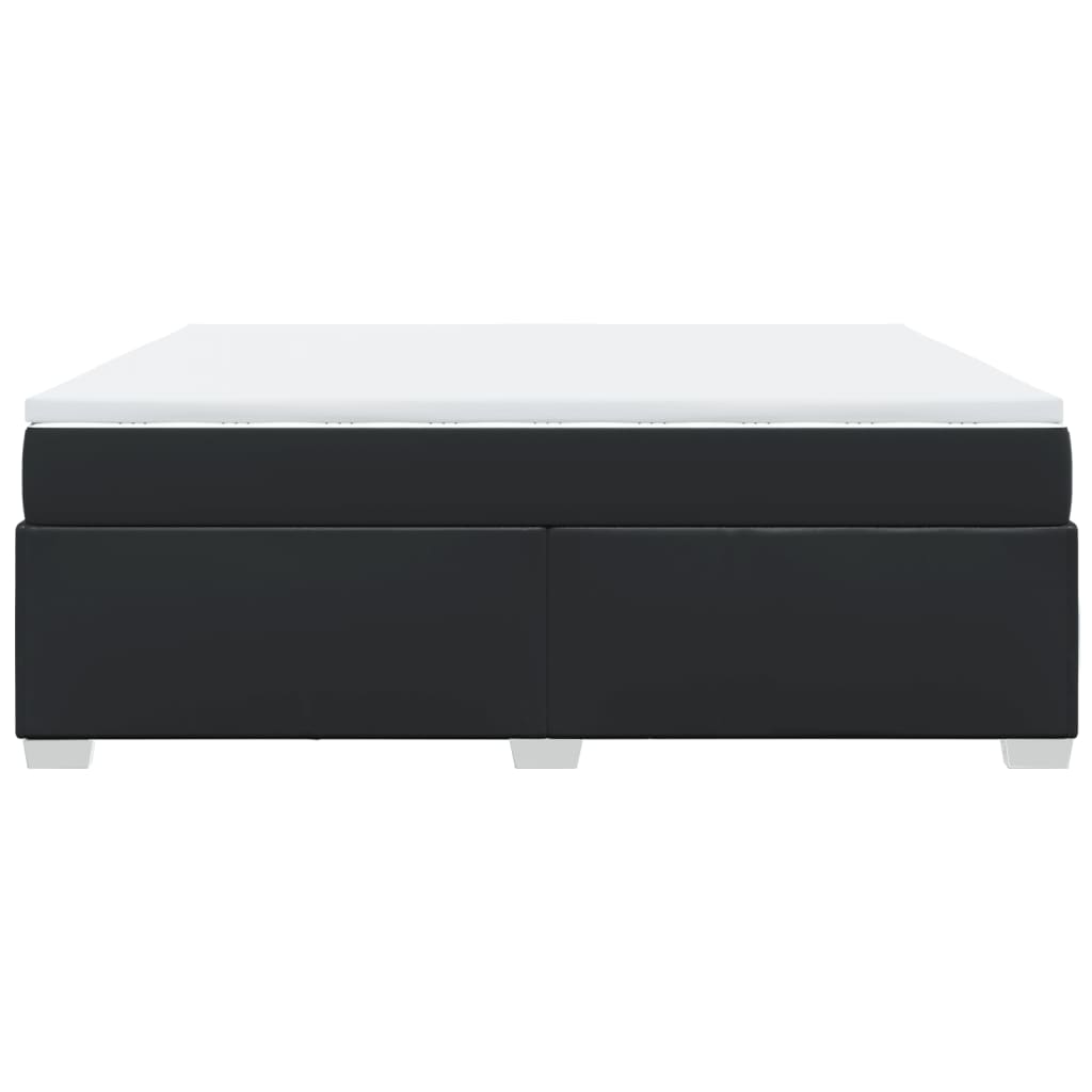 Κρεβάτι Boxspring με Στρώμα Μαύρο 180x200εκ.από Συνθετικό Δέρμα