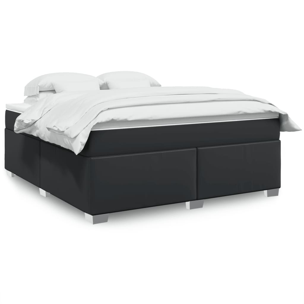 Κρεβάτι Boxspring με Στρώμα Μαύρο 180x200εκ.από Συνθετικό Δέρμα
