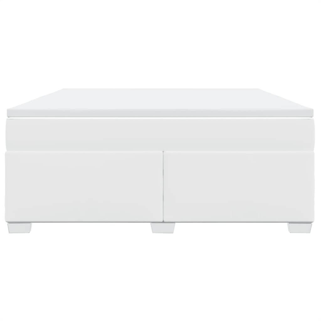 Κρεβάτι Boxspring με Στρώμα Λευκό 180x200 εκ. Συνθετικό Δέρμα - Pakobazaar