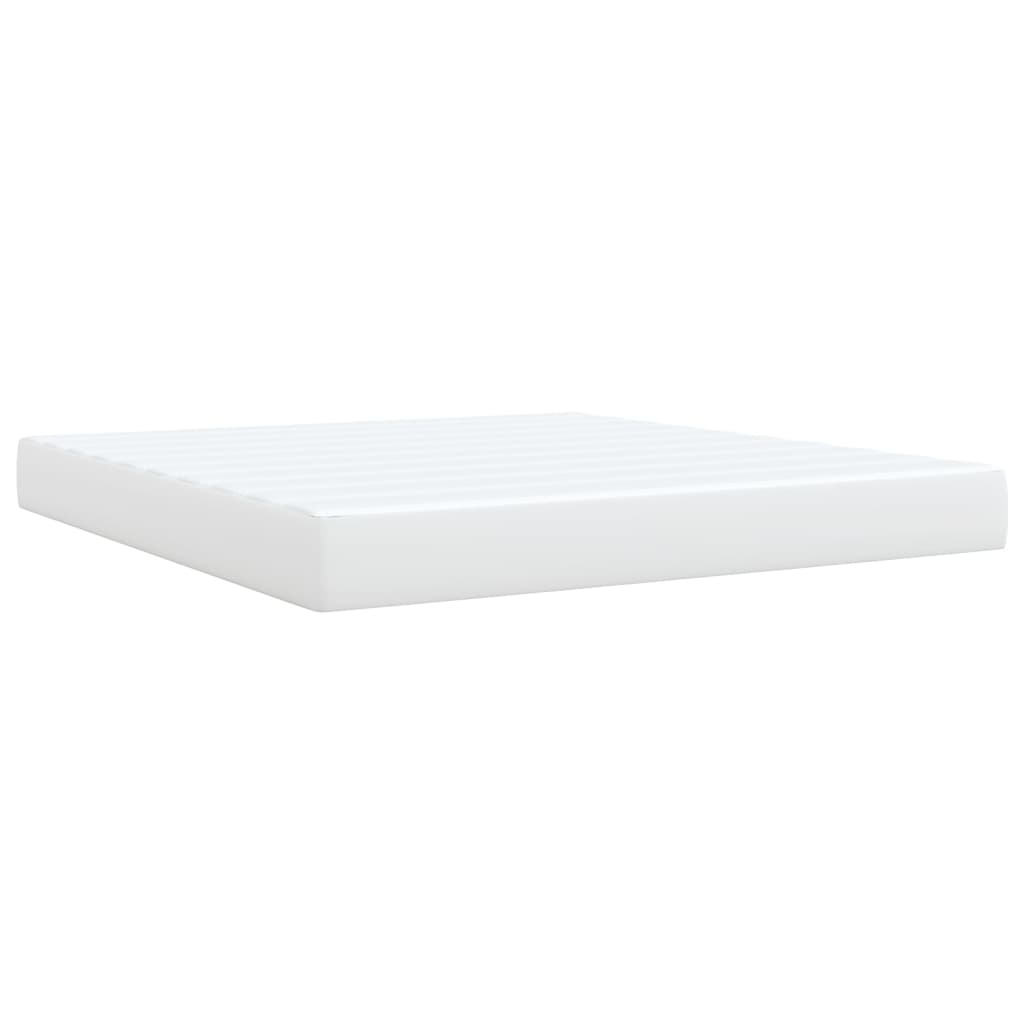 Κρεβάτι Boxspring με Στρώμα Λευκό 180x200 εκ. Συνθετικό Δέρμα - Pakobazaar