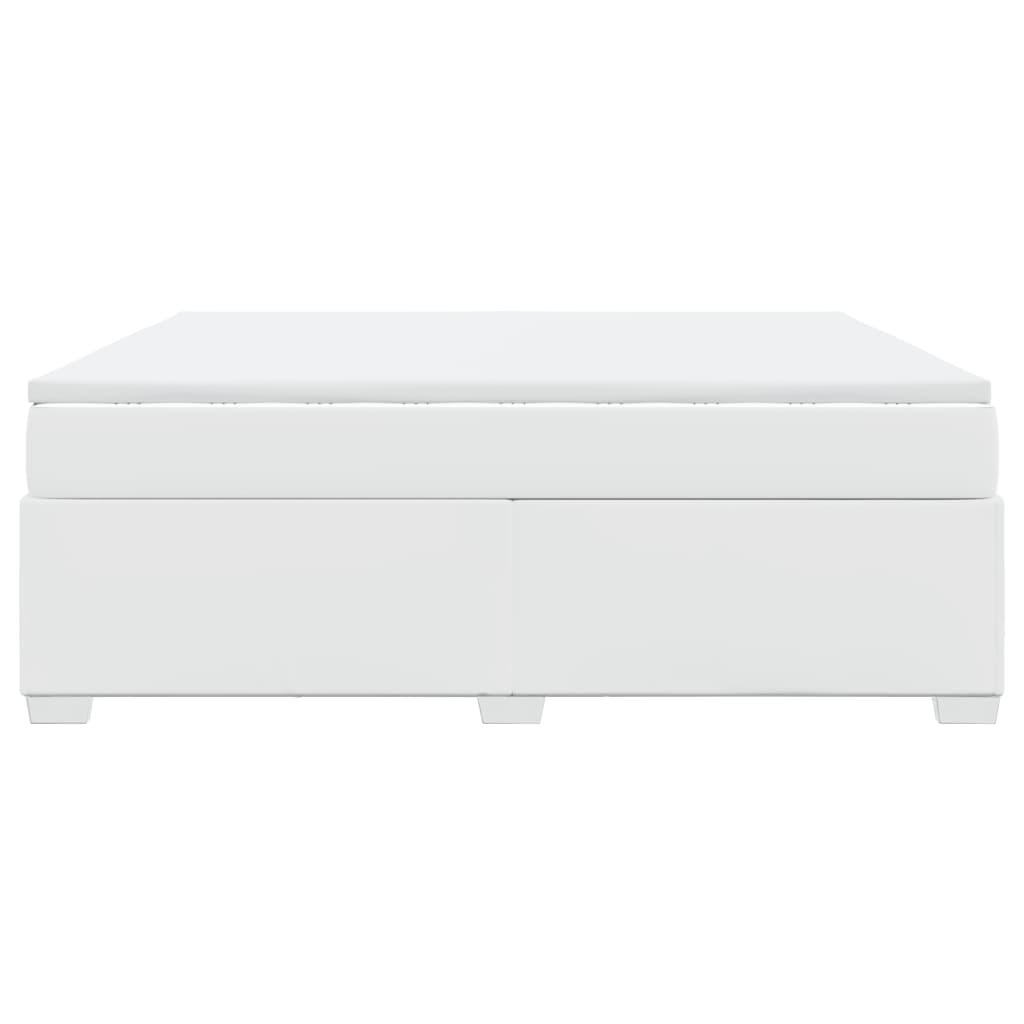 Κρεβάτι Boxspring με Στρώμα Λευκό 180x200 εκ. Συνθετικό Δέρμα - Pakobazaar