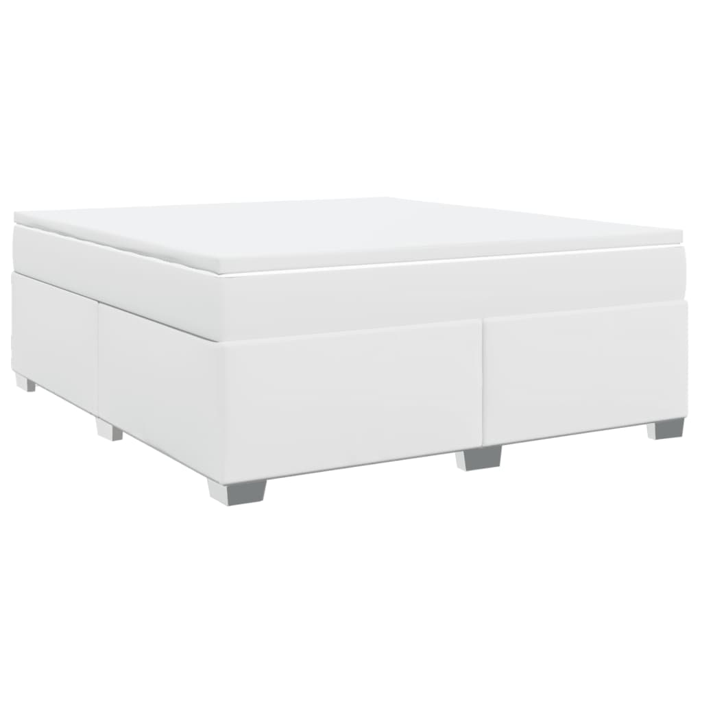 Κρεβάτι Boxspring με Στρώμα Λευκό 180x200 εκ. Συνθετικό Δέρμα - Pakobazaar
