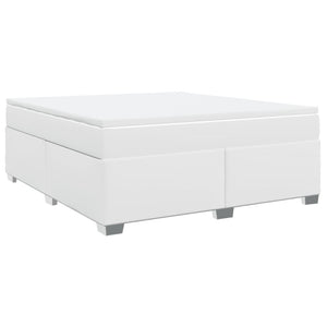 Κρεβάτι Boxspring με Στρώμα Λευκό 180x200 εκ. Συνθετικό Δέρμα - Pakobazaar