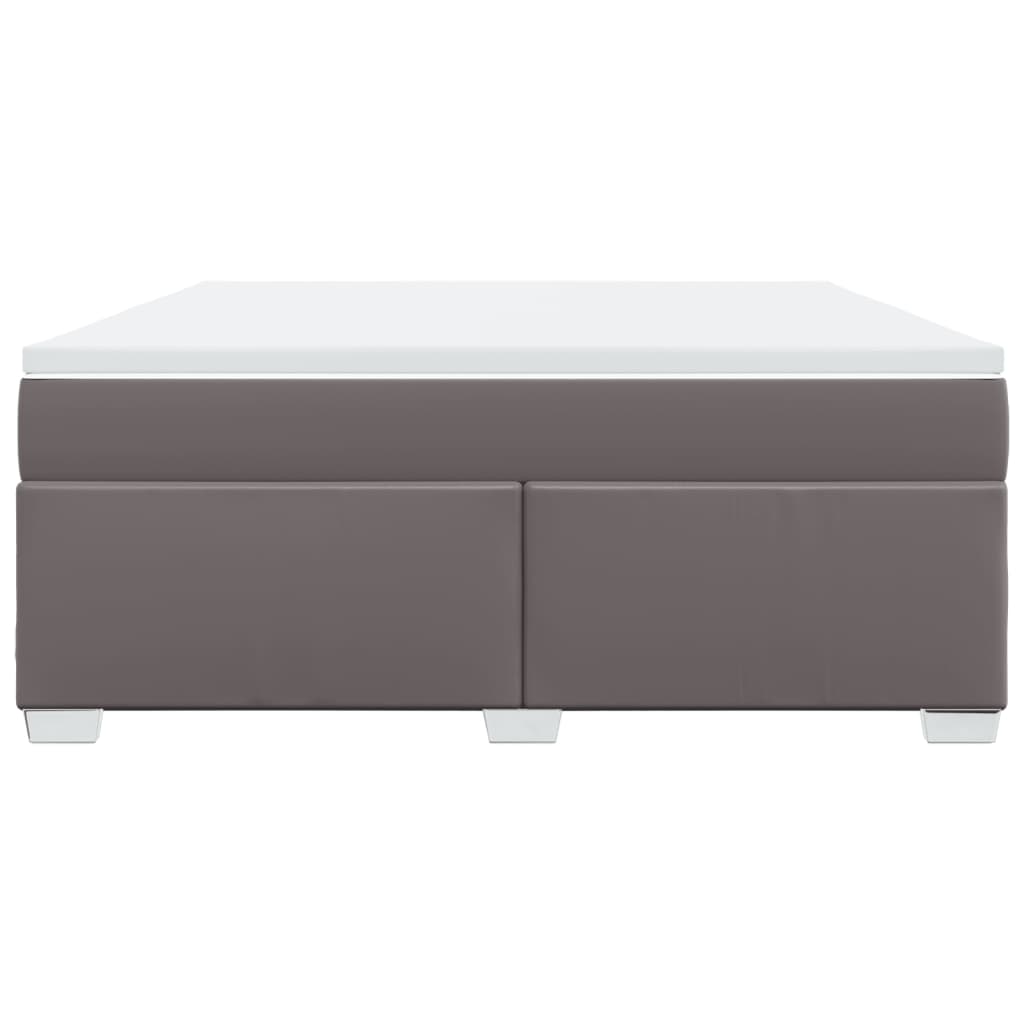 Κρεβάτι Boxspring με Στρώμα Γκρι 180x200 εκ. Συνθετικό Δέρμα