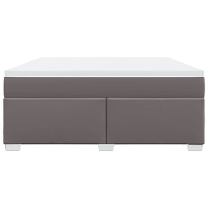 Κρεβάτι Boxspring με Στρώμα Γκρι 180x200 εκ. Συνθετικό Δέρμα