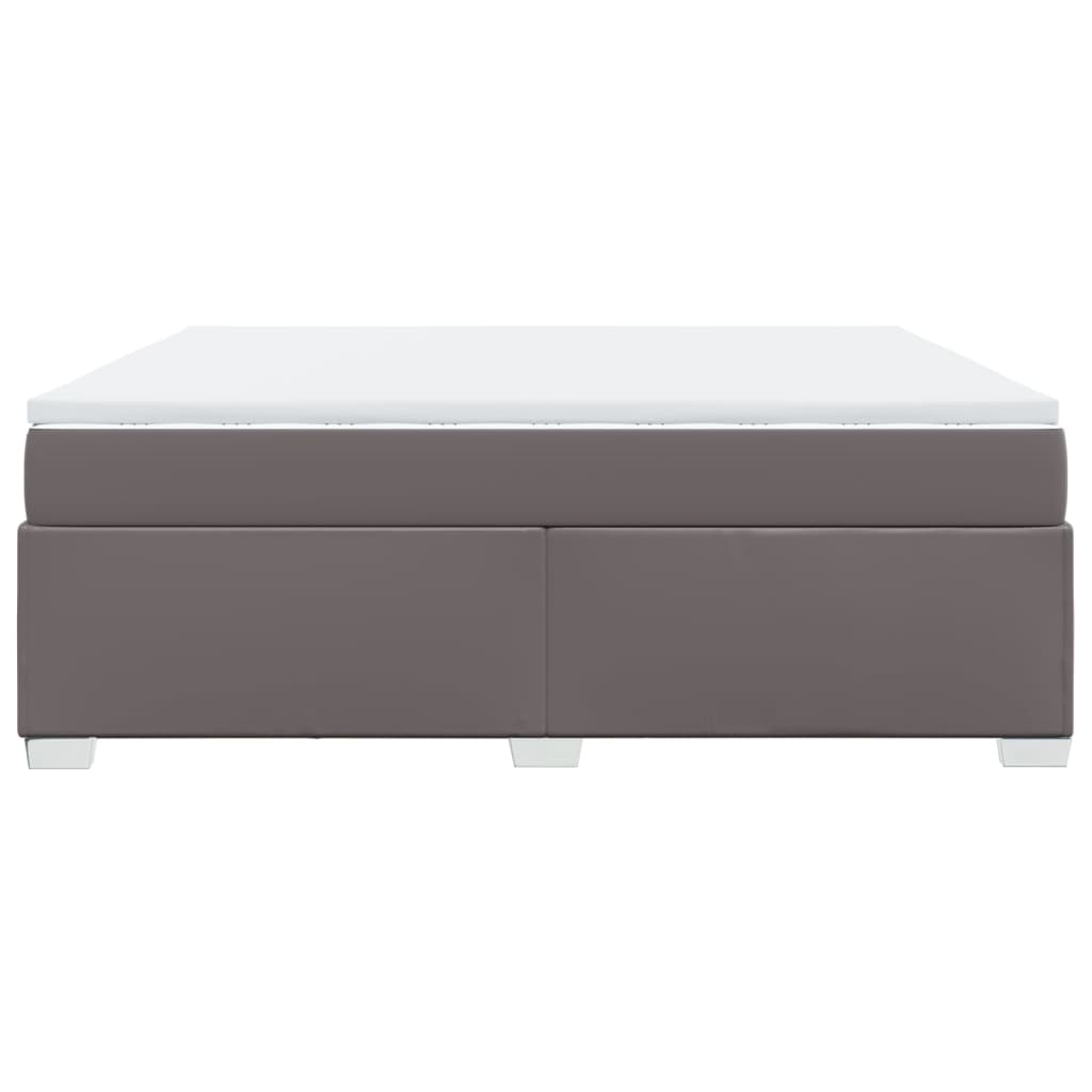 Κρεβάτι Boxspring με Στρώμα Γκρι 180x200 εκ. Συνθετικό Δέρμα