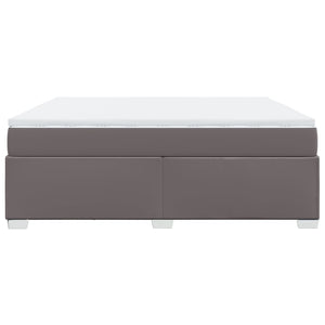 Κρεβάτι Boxspring με Στρώμα Γκρι 180x200 εκ. Συνθετικό Δέρμα
