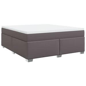 Κρεβάτι Boxspring με Στρώμα Γκρι 180x200 εκ. Συνθετικό Δέρμα
