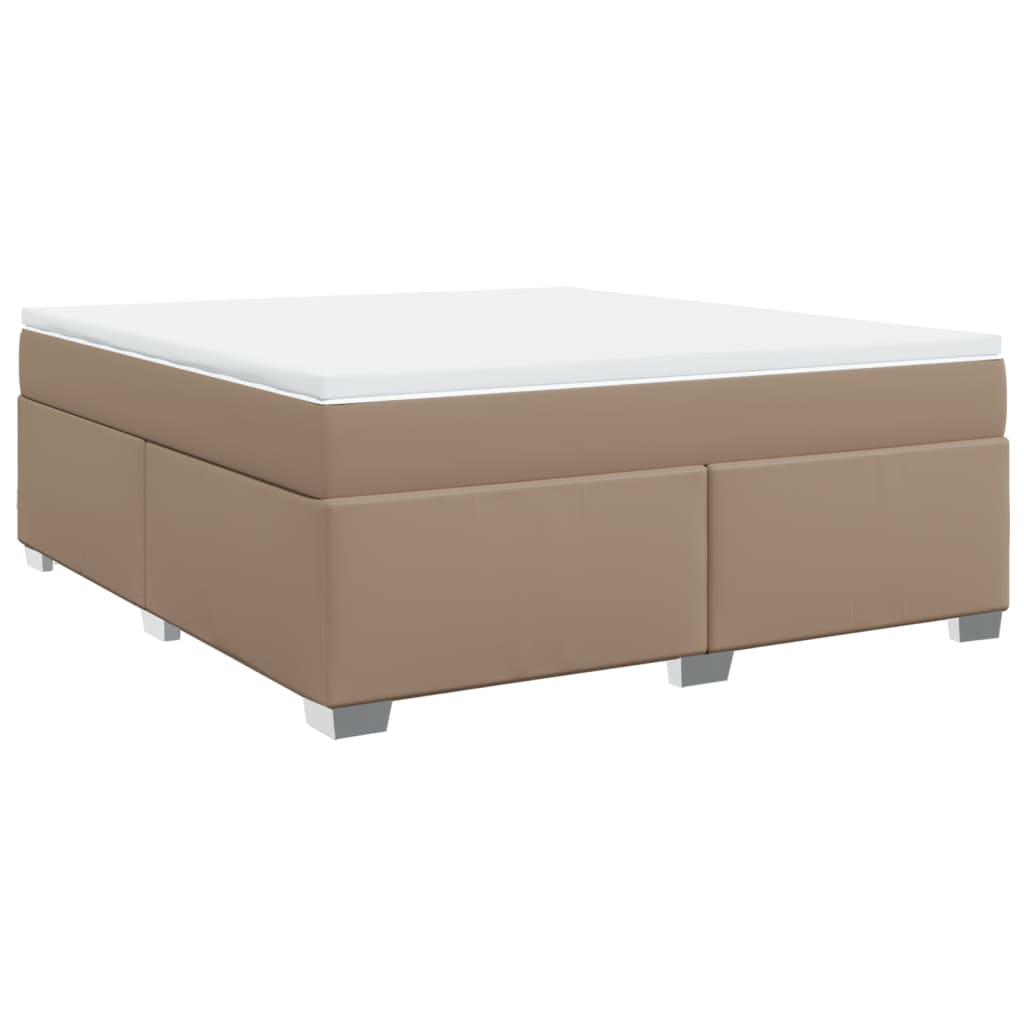 Κρεβάτι Boxspring με Στρώμα Καπουτσίνο 180x200 εκ. Συνθ. Δέρμα