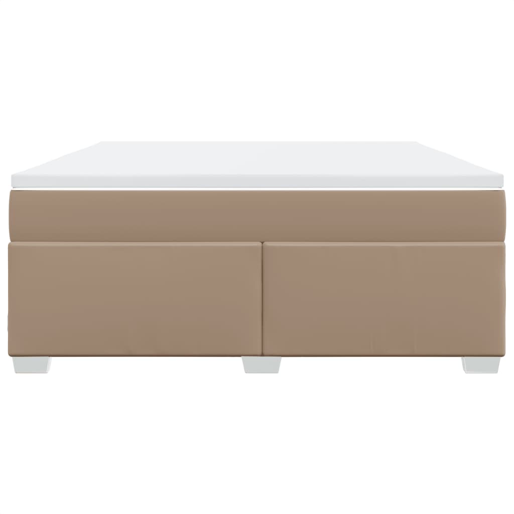 Κρεβάτι Boxspring με Στρώμα Καπουτσίνο 180x200 εκ. Συνθ. Δέρμα