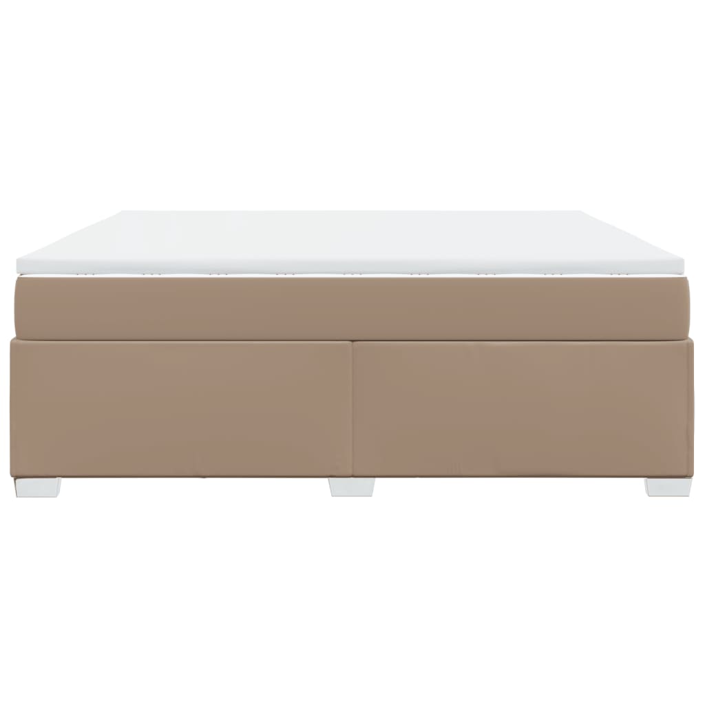 Κρεβάτι Boxspring με Στρώμα Καπουτσίνο 180x200 εκ. Συνθ. Δέρμα