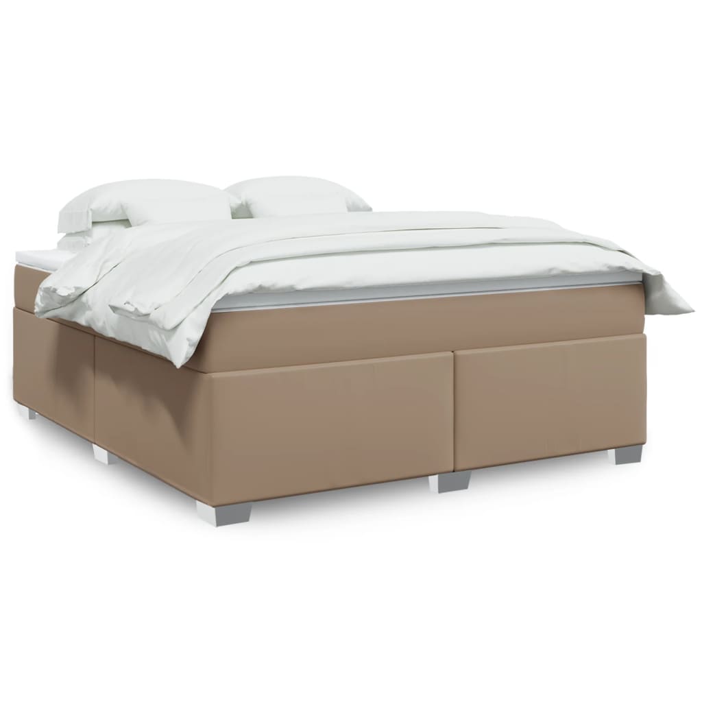 Κρεβάτι Boxspring με Στρώμα Καπουτσίνο 180x200 εκ. Συνθ. Δέρμα